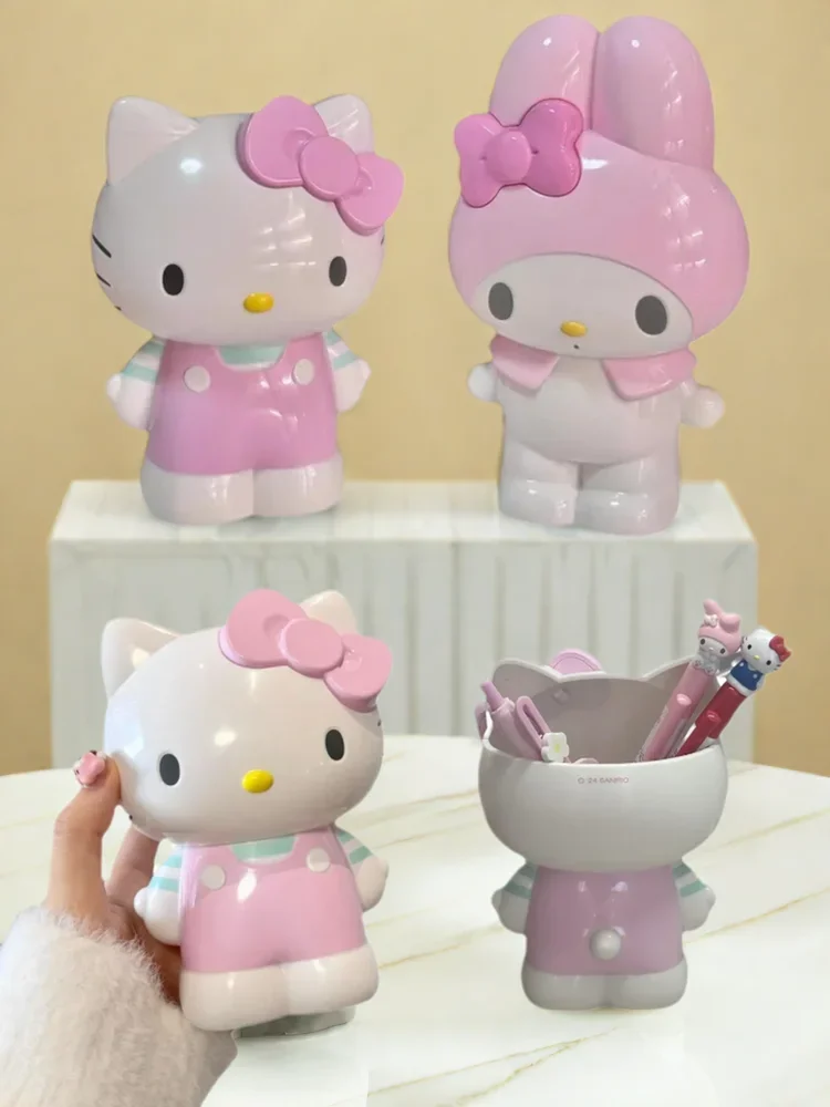 1/pcs Sanrio para olá fofo gatinho e para minha melodia estojo de armazenamento multifuncional - PVC leve, organizador de mesa de desenho animado