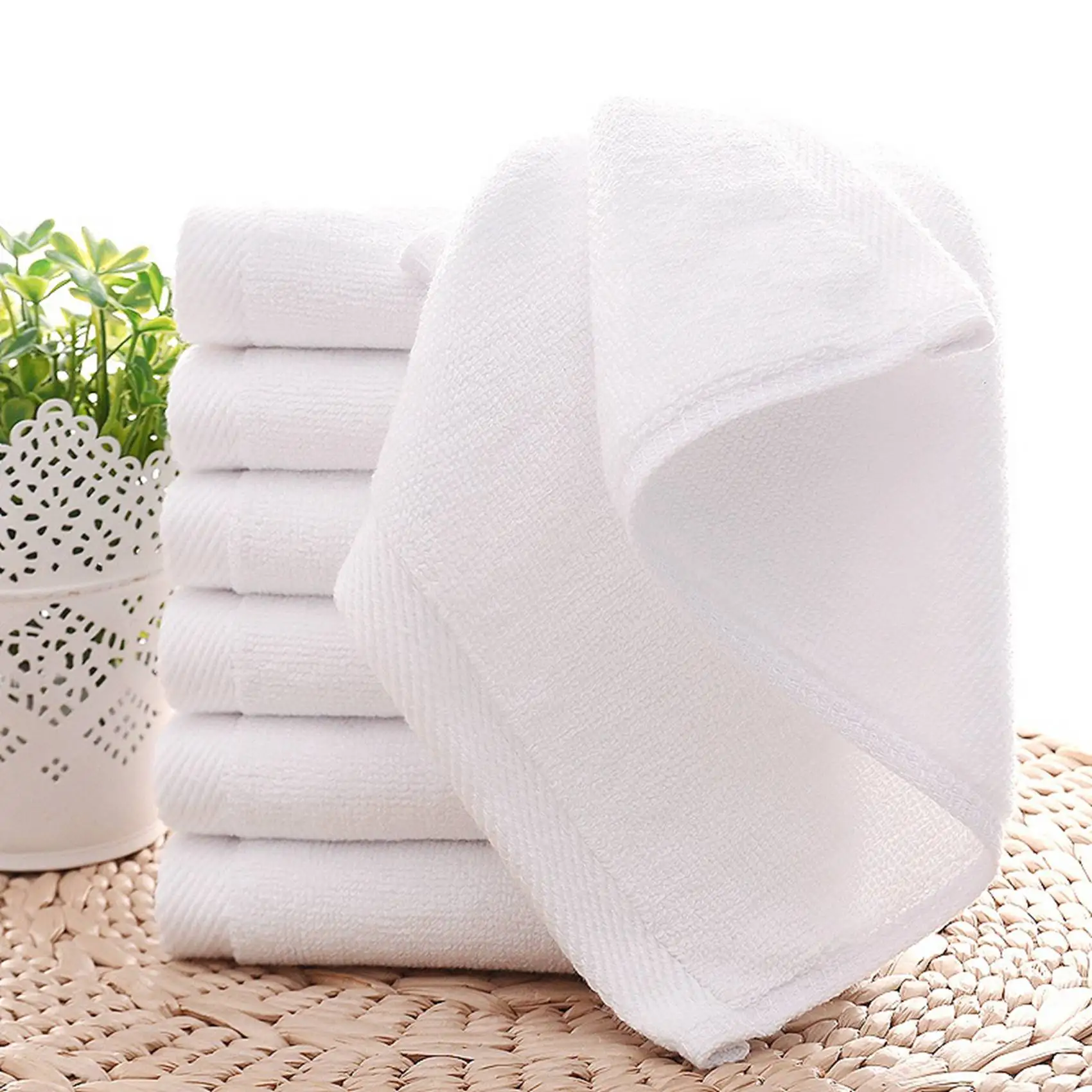 TFTP-21PCS Towels Cotton White Superior Hotel Quality Soft Face Hand Towels 30X30cm
