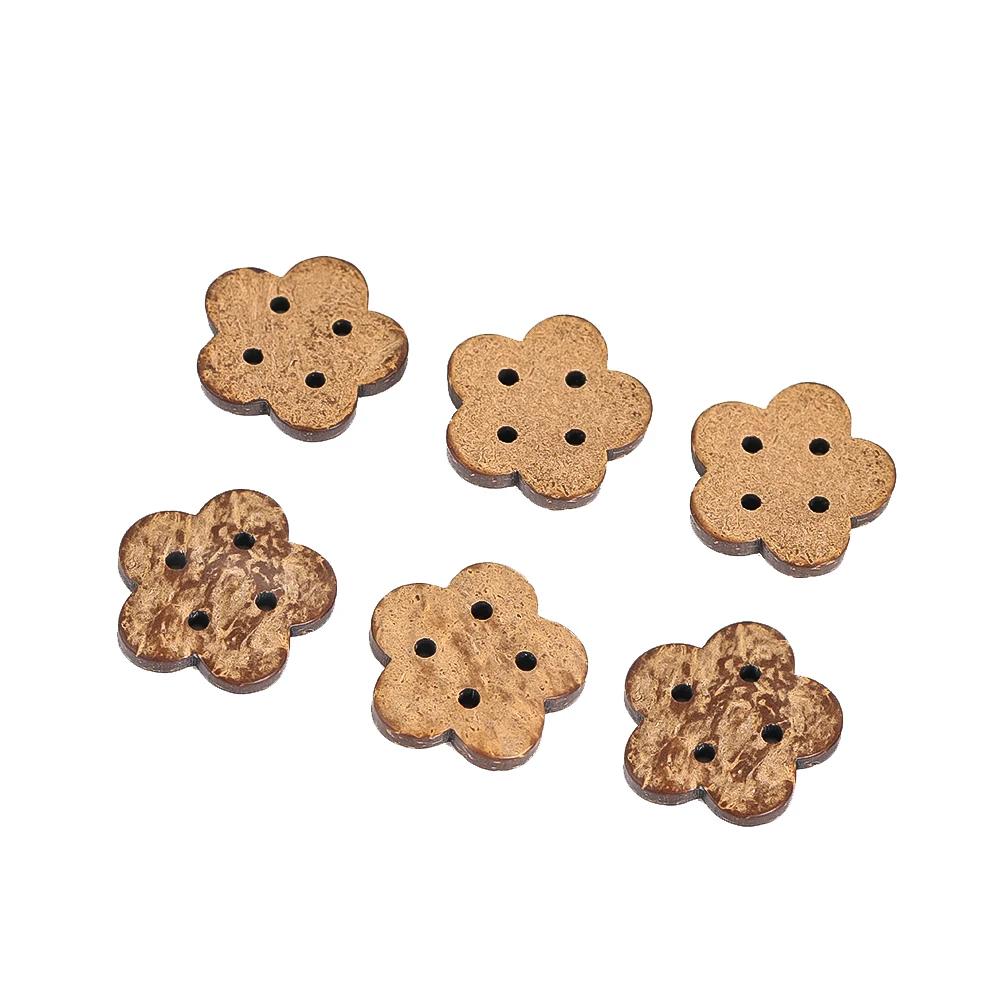 5pcs Brown Flower Button Resin Sewing Craft Button 4 Holes for DIY Clothing Bag Hat Decoration Accessories Handmade Gift Set Box