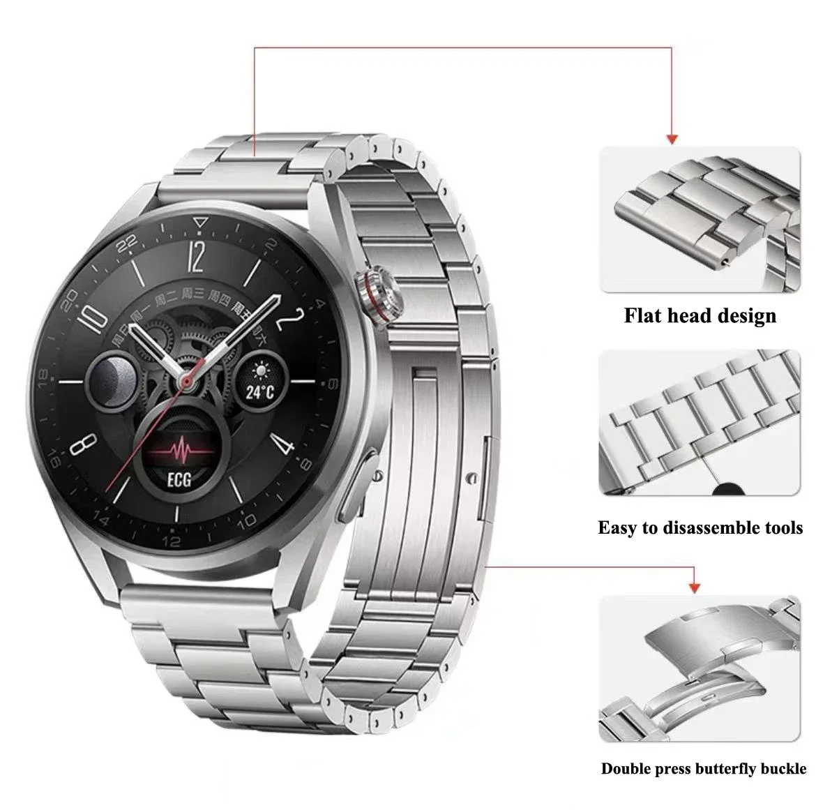 Titanium Metal Strap for Huawei Watch GT 4 3 Band GT4 GT3 2 Pro 46mm Luxury Business Bracelet Wristband 22mm