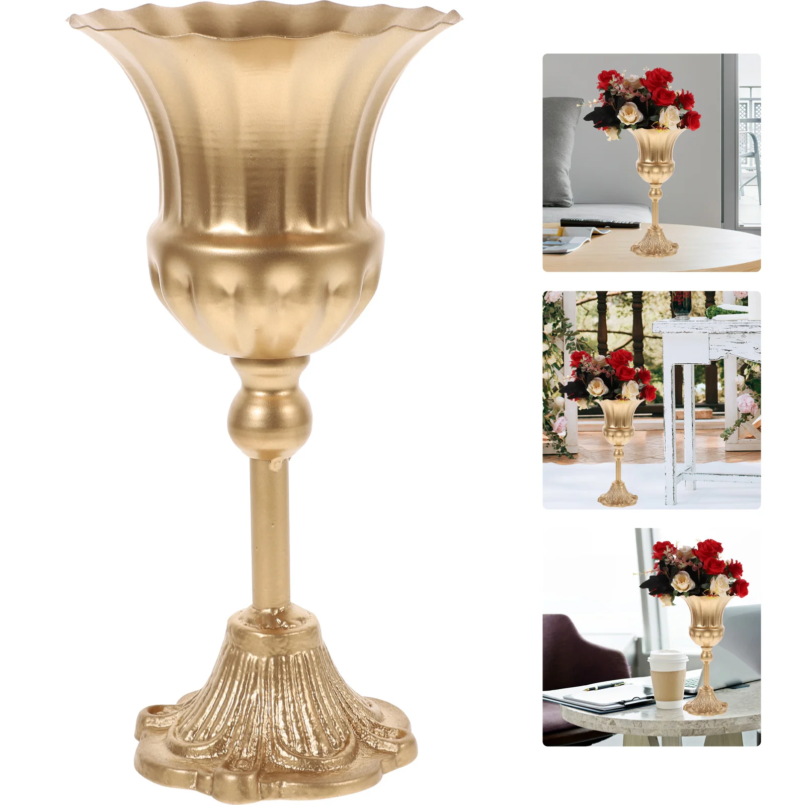 

Vintage European Retro Metal Flower Vase Gold Vase Wedding Banquet Table Centerpiece Decorative Home Decor Gold Vases Home Decor