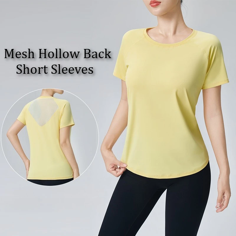 Yoga Tops Sportswear Woman Gym Shirts Breathable Quick Dry Short Sleeve Workout T Shirt Jogger Running Yogawear Pilates