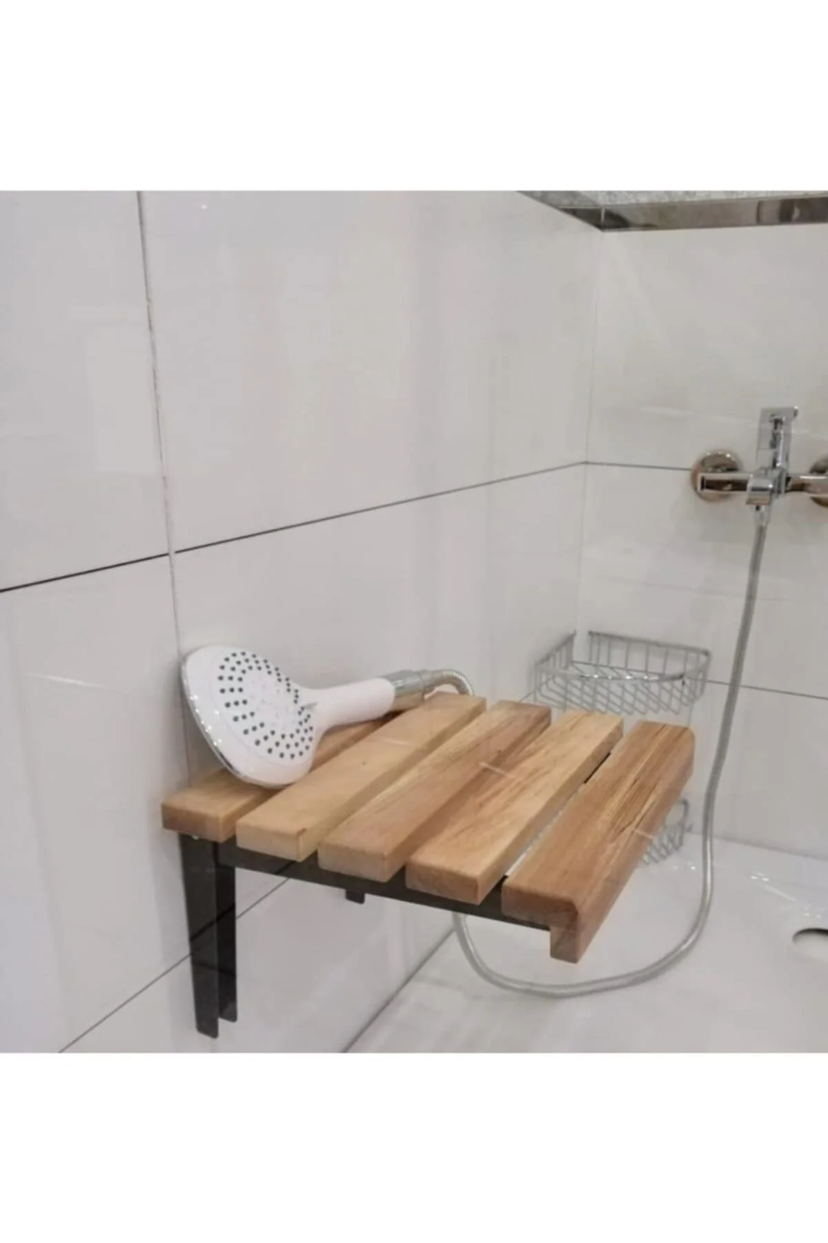 Wall Mounted Foldable Wooden Shower Seat