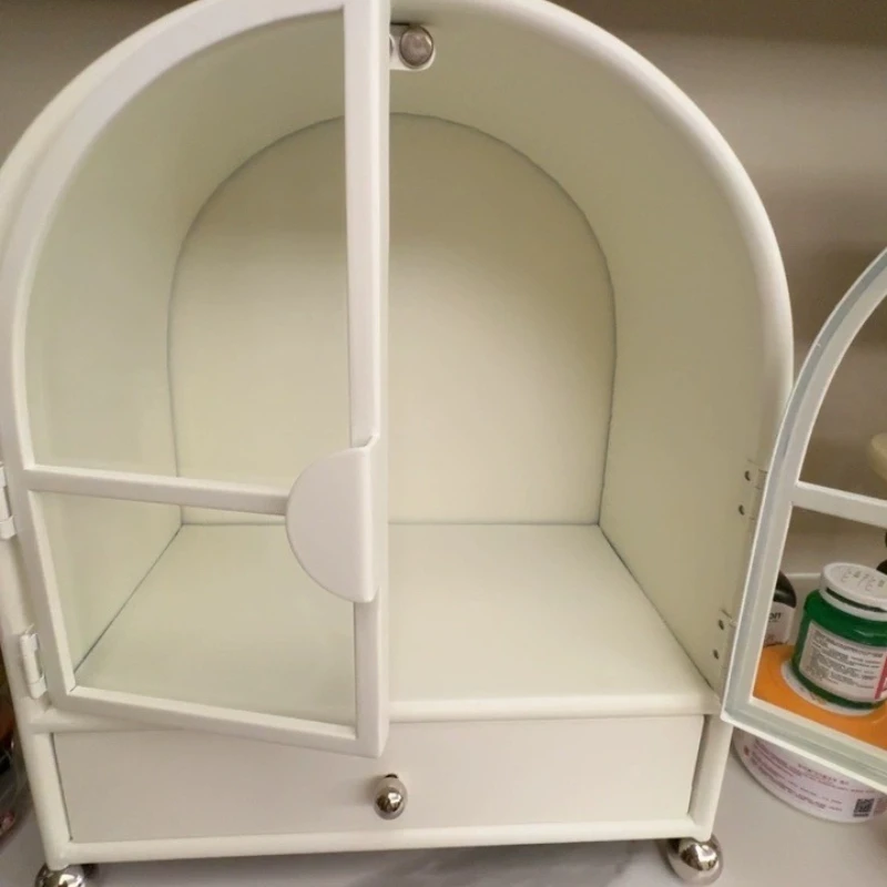 

Scandinavian Style Metal Makeup Organizer with Drawers Sealed Dustproof Cosmetic Storage Box Large Capacity Movable Dresser