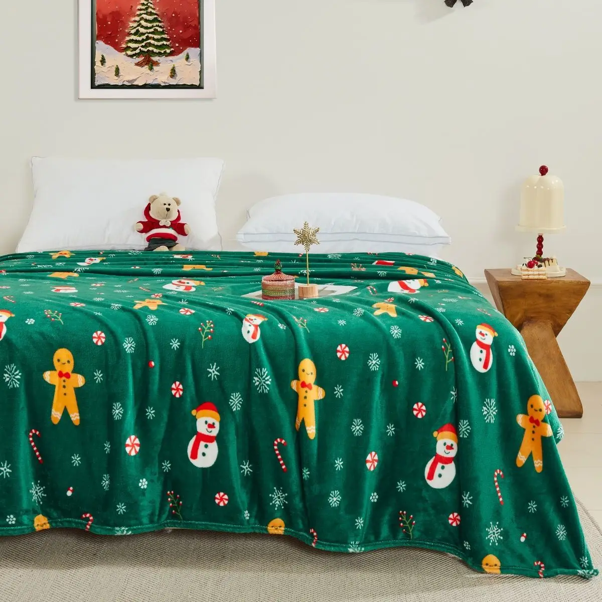 Gemütliche Weihnachts-Fleecedecke, ultraweich, warm, Plüschüberwurf für Sofa, Bett, Couch, Heimdekoration