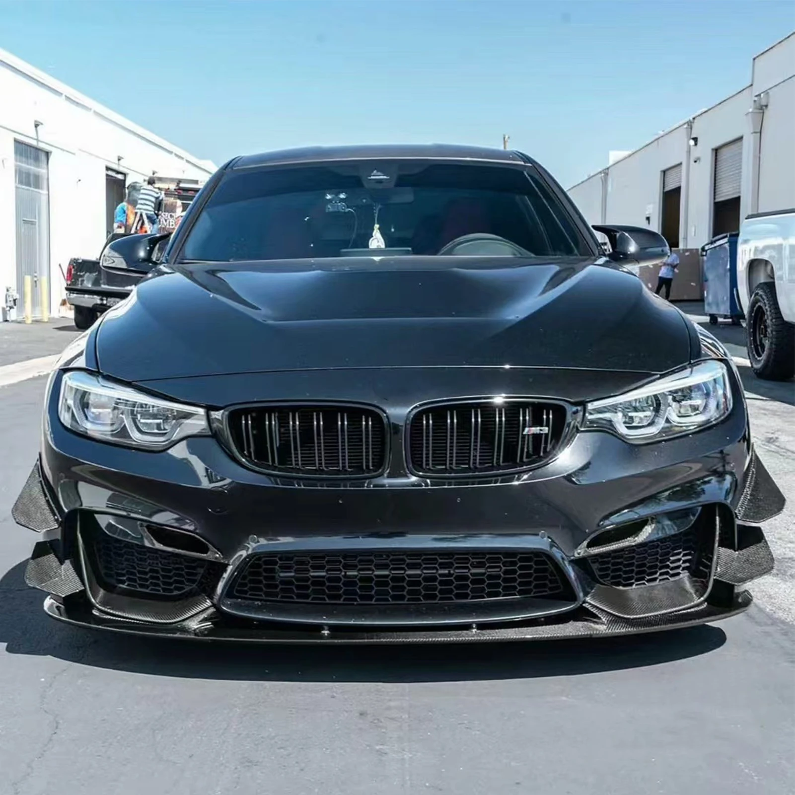 For BMW M3 M4 F80 F82 F83 2013-2019 Real Dry Carbon Fiber Front Bumper Spoiler Cover Car Decoration Retrofitting Accessories