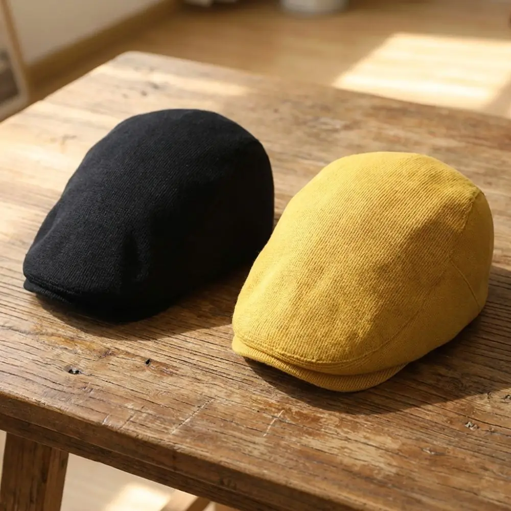 Vintage British Style Beret Hat Soft Thick Warm Forward Hat Breathable Outdoor Casual Hat Literary and Artistic Youth