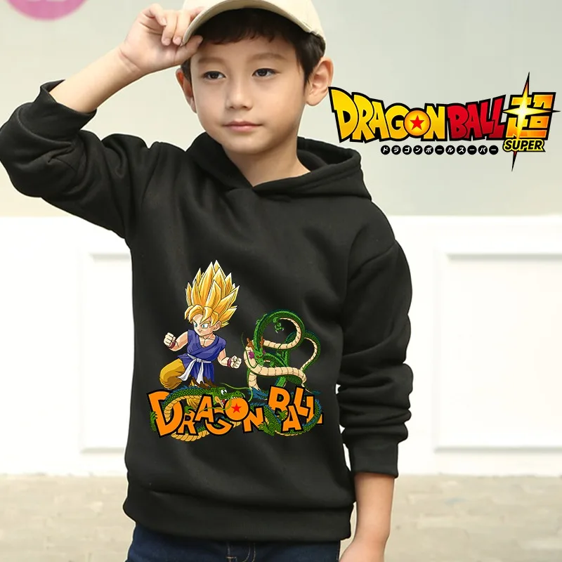 Goku Kids Hoodie Dragon Ball Fall/Winter Long Sleeved Sweatshirt Popular Japanese Anime Casual Boys Girl Cool Style Clothes Tops