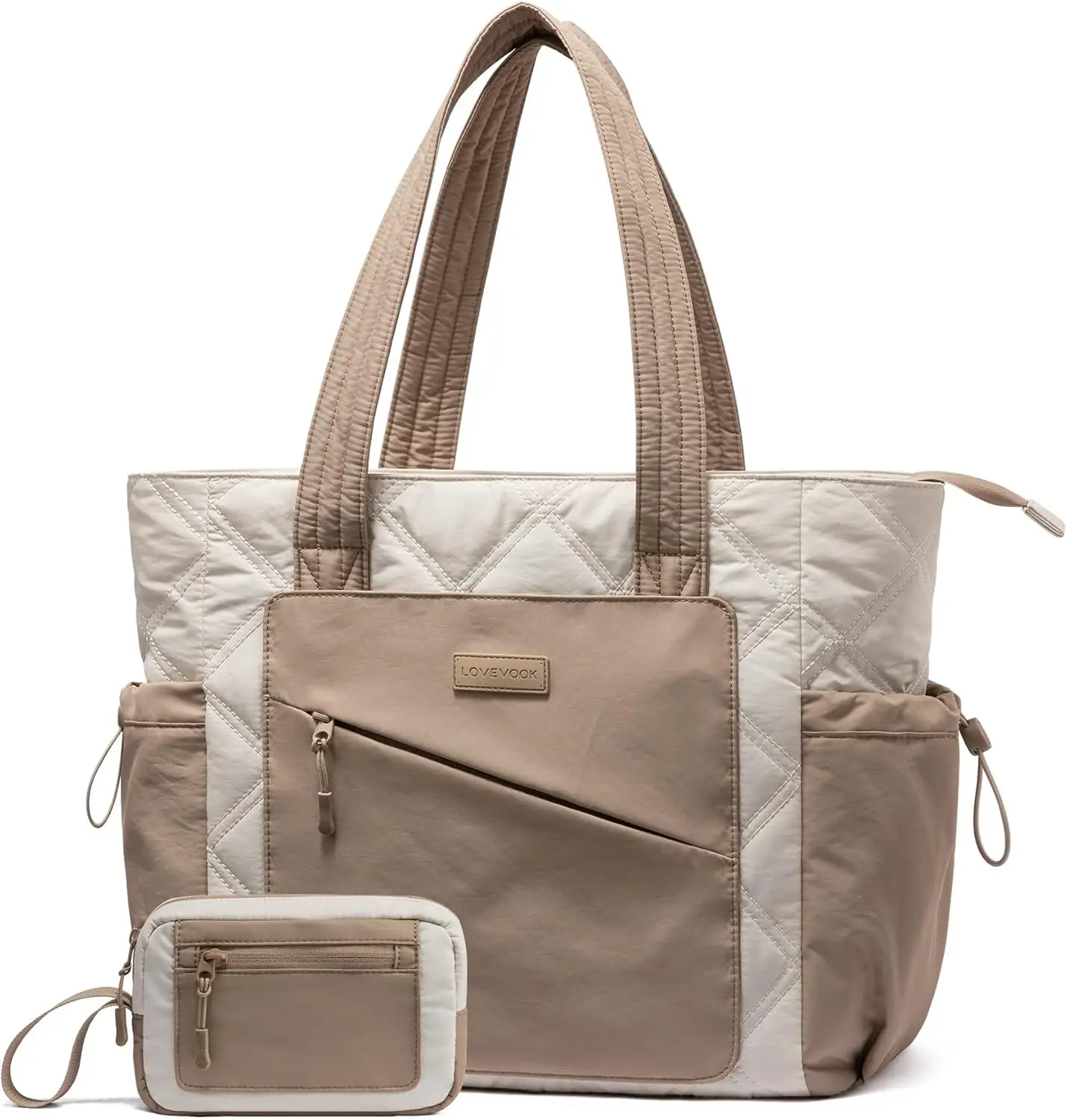 

Lightweight Quilted Tote Bag for Women, Puffer Design with Multiple Compartments, Ideal for Work Travel Nurse
