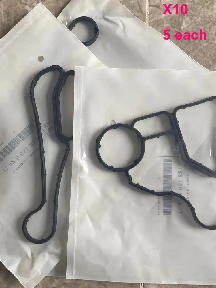 Original Oli Filter Gasket For BMW E90 E60 E61 E70 E71 11428637820 11428637821 11427537293  5 set 10 pcs  Lubrication system