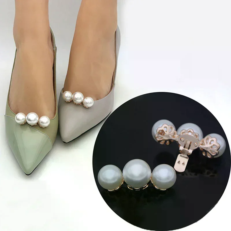 1pc Lady Shoe Pearl Clip Decorative Clips Wedding Women Bride High Heel Removable Charm Buckle Clamp Shoe Decorations