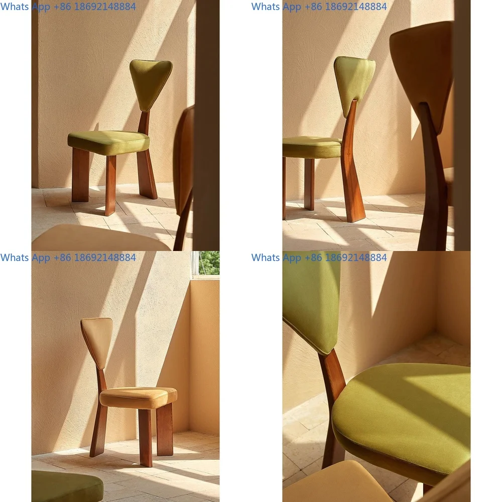 Retro French Style Solid Wood Dining Chair Vintage Backrest High End Design Aesthetic Single Restaurant Seat