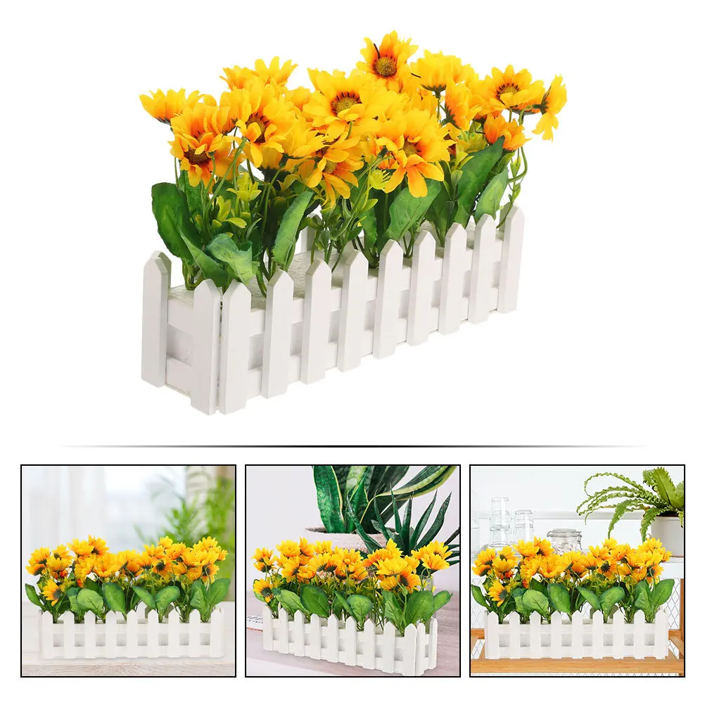 

Simulated Flower Sunflower Study Room Decoration Fence Decorations Outdoor Garden Corner Sunflowers Wood Fake