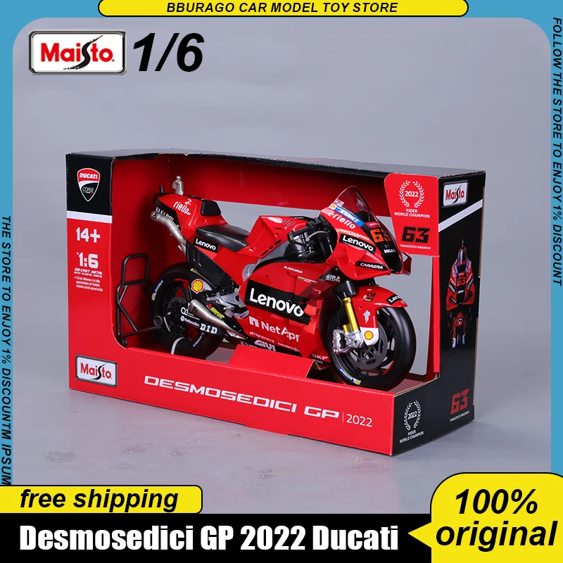 In Stock Maisto 1:6 Desmosedici Gp 2022 Ducati Lenovo Team #63 Alloy Miniature Diecast Model Moto Gp Racing Moto Model Toys Gift