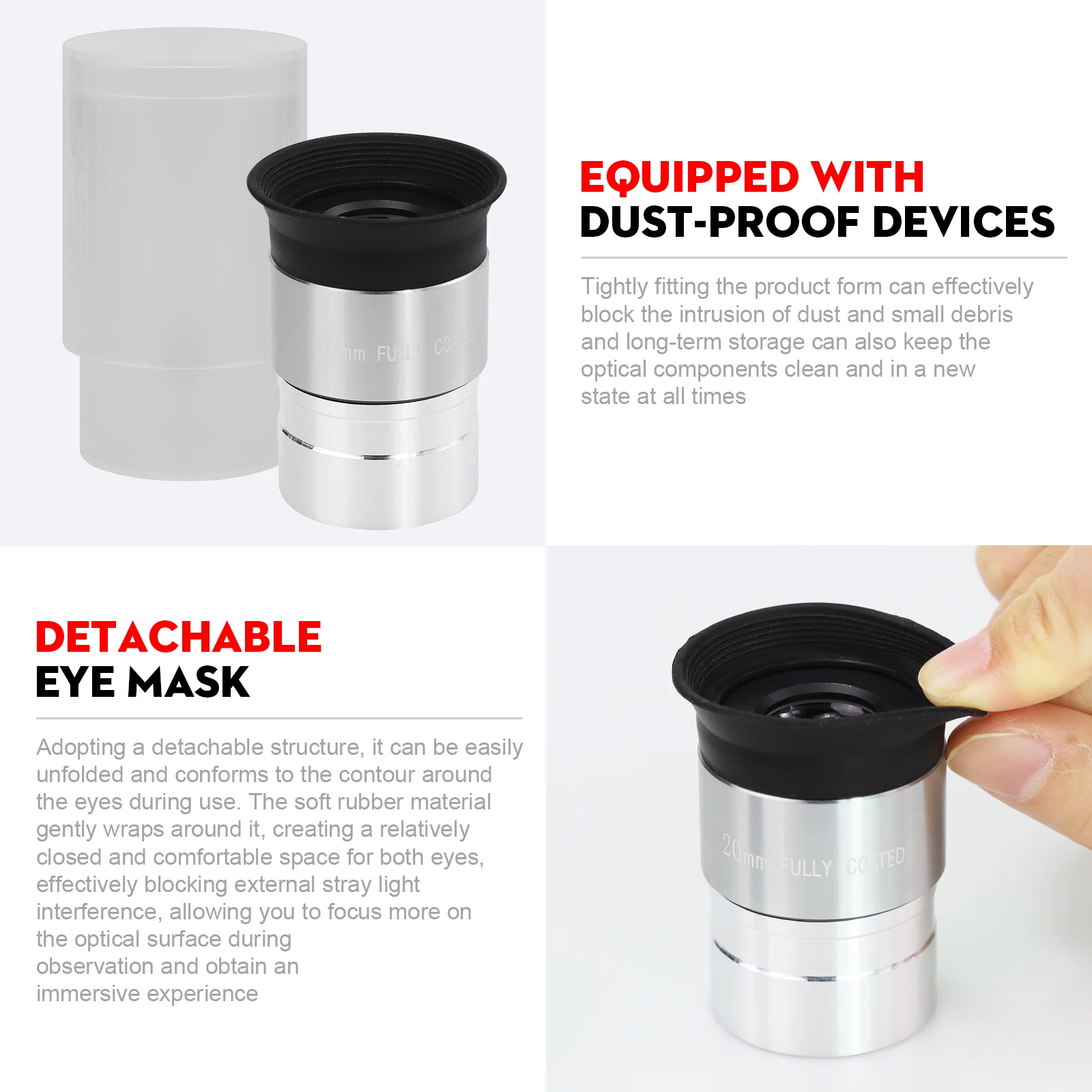 Datyson 1.25 Inch Eyepiece Fully Coated Optical Glass 4mm,10mm,20mm Astronomical Telescope Accessory Metal lens