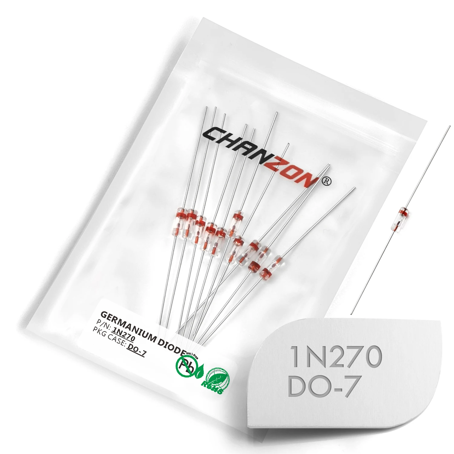1N270 DO-7 Power Germanium Rectifier Diode 40mA 100V Axial Glass GE Diodes for TV FM AM Radio Detection