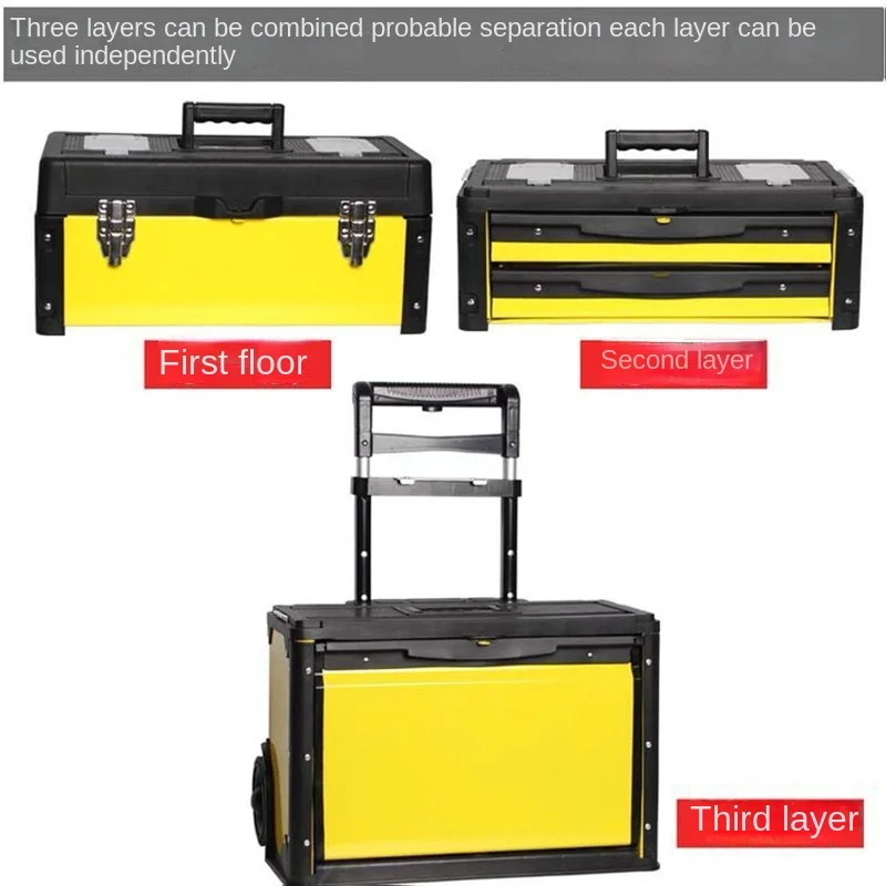 Imagem -06 - Carrinho de Ferramentas de Combinação de Hardware Portátil Carrinho Multifuncional Abs e Ferro Três Camadas Novo Cores Opcionais
