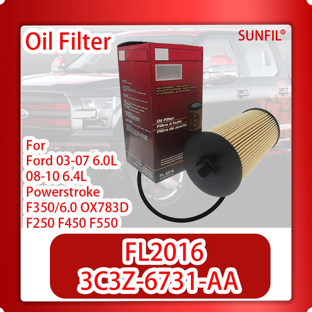 Oil Filter FL2016 3C3Z-6731-AA For Ford 03-07 6.0L 08-10 6.4L Powerstroke F350/6.0 OX783D F250 F450 F550