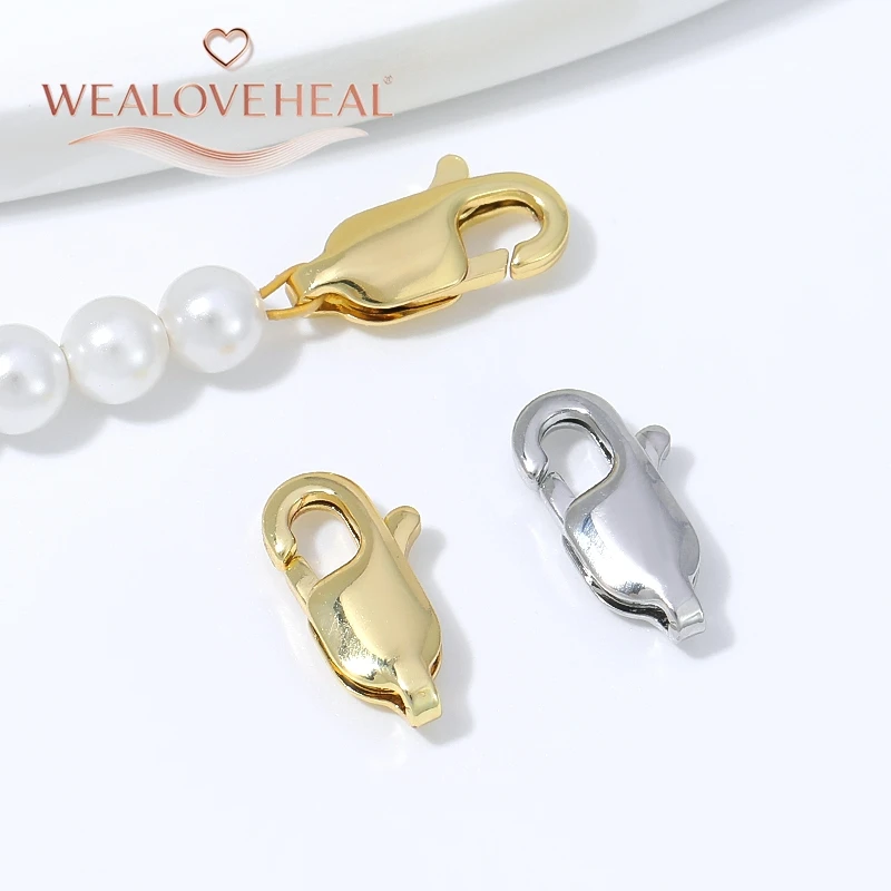 armband verschluss, 5/10/20 Stück 18K vergoldete Messing-Karabinerverschlüsse für die Schmuckherstellung, 10mm 12mm DIY Armband- und Halsketten-Zubehör Verbinder – Detail 15