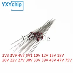 50pcs 1w Zener Diode Do-41 3V3 3V9 4V7 5V1 10V 12V 15V 18V 20V 22V 27V 30V 33V 39V 43V 47V 75V 1N4732A 1N4742A 1N4744A 1N4752A