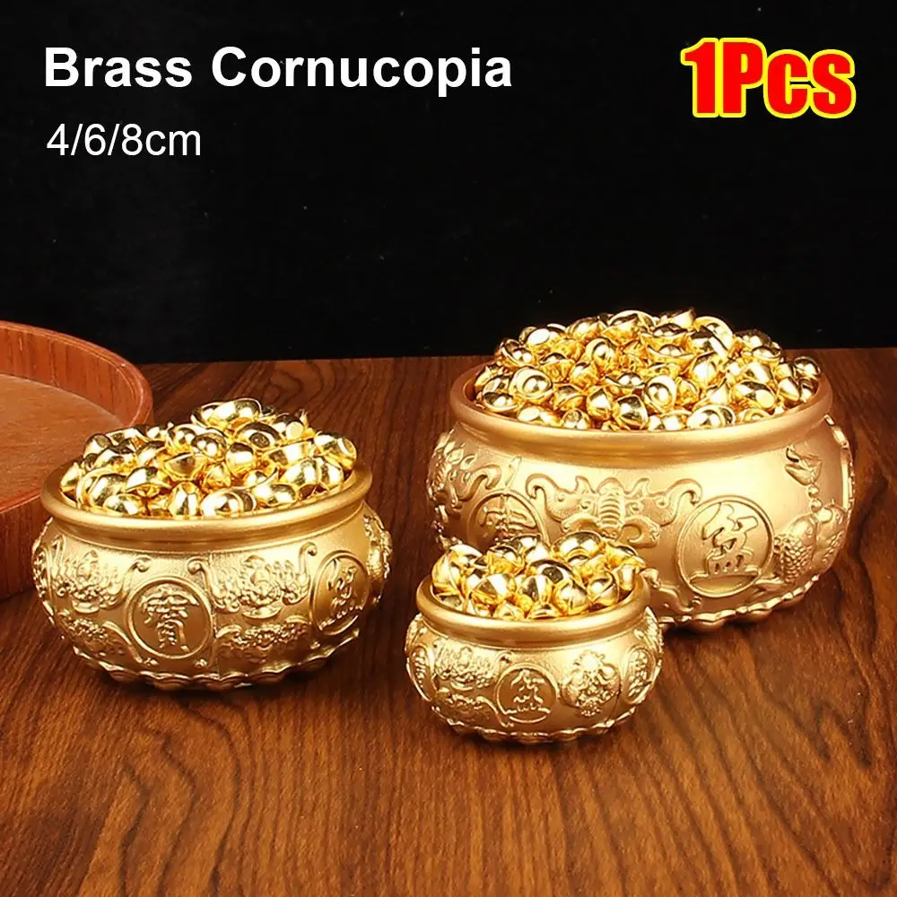 1Pcs Fortunate Brass Cornucopia Good Luck Attract Wealth Treasure Bowls 4/6/8cm Magical Power Desktop Small Ornament Home Decor