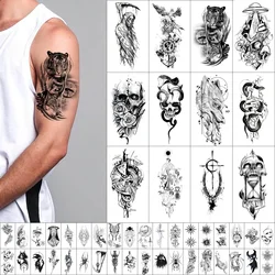 GLARYYEARS tatuaje temporal para hombres, pegatinas de tatuaje realistas de larga duración, calaveras frescas, 12 grandes, 36 pequeños, paquete de 48