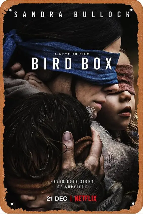muecddoa Bird Box Movie Sandra Bullock Film Poster Retro Metal Tin Sign for Home Coffee Restaurant Bar Pub Shop Wall Decor  sign