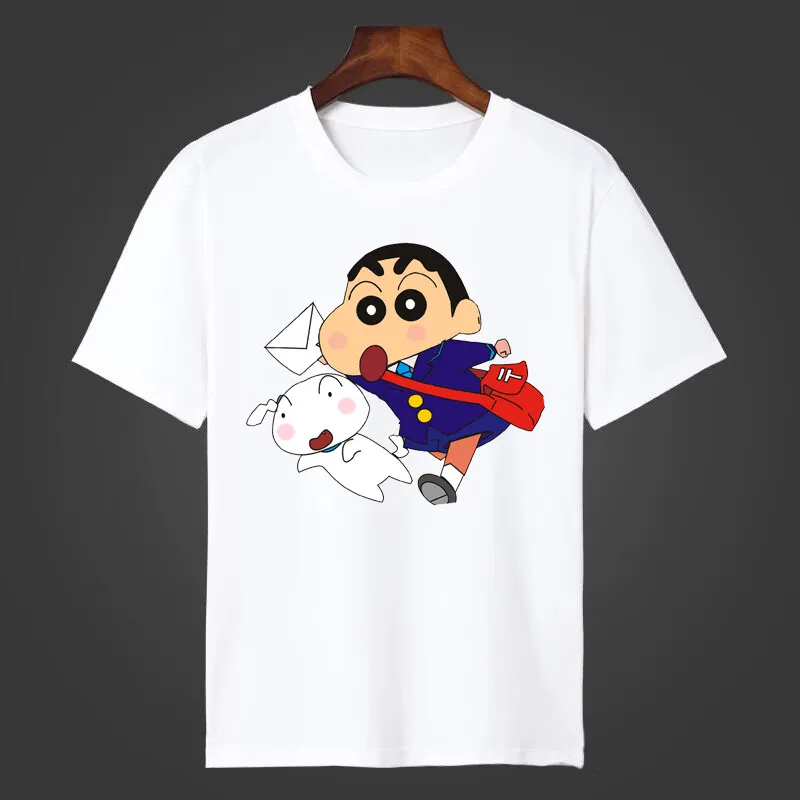 

MINISO Crayon Shin-chan Anime Cartoon Printed T-shirt Cute Style Women Men Short Sleeve T-shirt Personality High-Quality Tops
