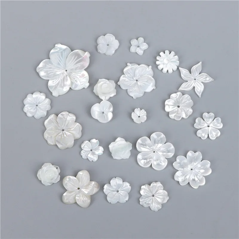 Cuentas de concha de flor blanca de nácar tallada Natural de calidad para pendientes de moda DIY, fabricación de joyas, encontrar accesorios hechos a mano