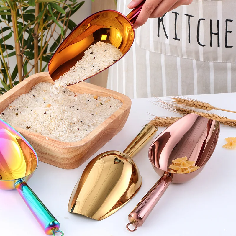 LMM multi-purpose stainless steel U-shaped ice shovel household thickened rice shovel bar scooping ice cube spoon