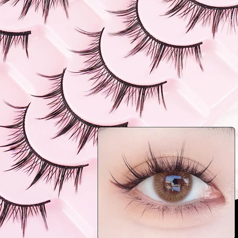 (Sommer6) 5/10 Paar künstliche Wimpern mit hartem Stiel, Mom Feeling Comic Devil künstliche Wimpern, künstliche Wimpern mit hartem Stiel