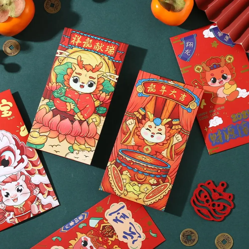 Amplop Merah Tahun Baru 2024 Kantong Uang Keberuntungan Motif Naga Kantong Uang Ucapan Terbaik Keberuntungan Hadiah Tahun Baru