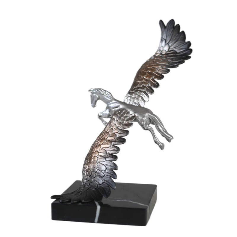 

New Creative Metal Marble Pegasus Ornaments Living Room Office Display Rack Hotel Reception Model Room Decoration