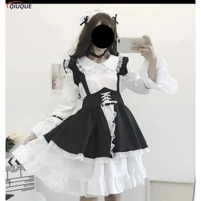 Traje de sirvienta para mujer, vestido lolita rosa unisex, vestido largo de anime, vestido de princesa, delantal, disfraz de cosplay oa4973