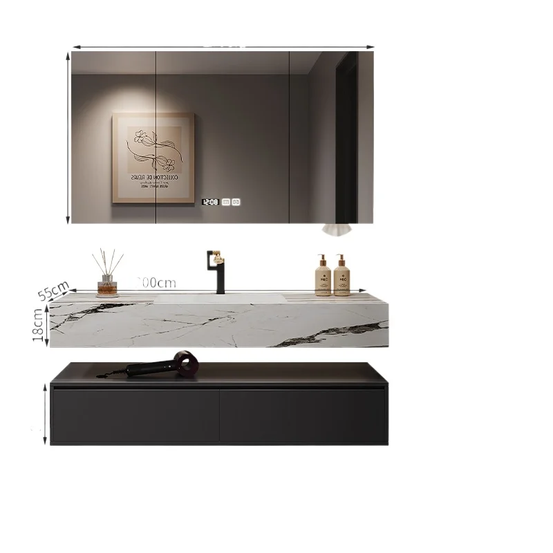 

Slate seamless ceramic integrated basin bathroom cabinet combination washstand toilet side cabinet face bathroom cabinet