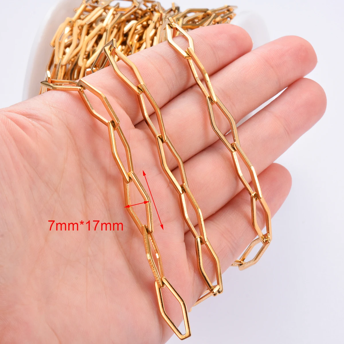 Großhandel 1 Meter/Stück Edelstahl Rhombus-Gliederkette für DIY Halskette Armband Fußkette Schmuckherstellung Großpackung Kette Goldfarbe – Detail 1