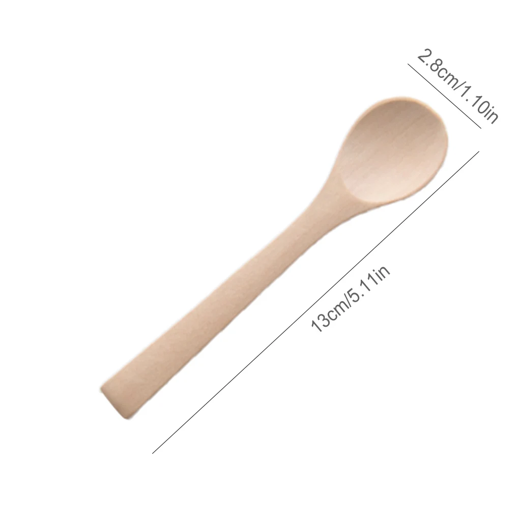 10ชิ้นช้อนไม้ขนาดเล็กอุปกรณ์บาร์รับประทานอาหารของเด็กช้อนชาน้ำผึ้งสำหรับแยมชากาแฟเครื่องปรุงในครัว