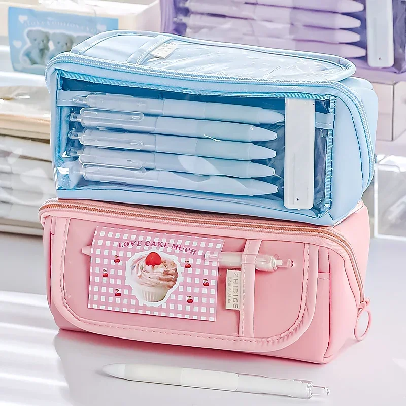New Transparent Pencil Case Large-capacity High-value Pencil Case Creative Multi-functional Student Stationery Storage Bag