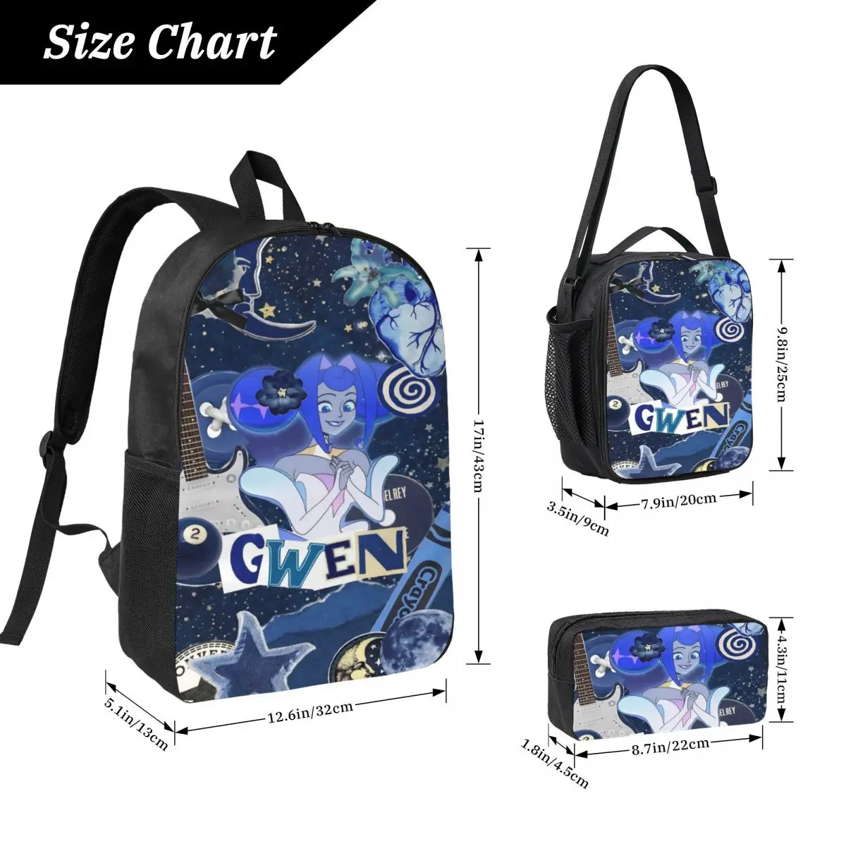 3Pcs K-Knights Of Guinevere Accessories Backpack Set  Pencil Boxes Bookbag Sets with Lunch Box For  School Students Daypack