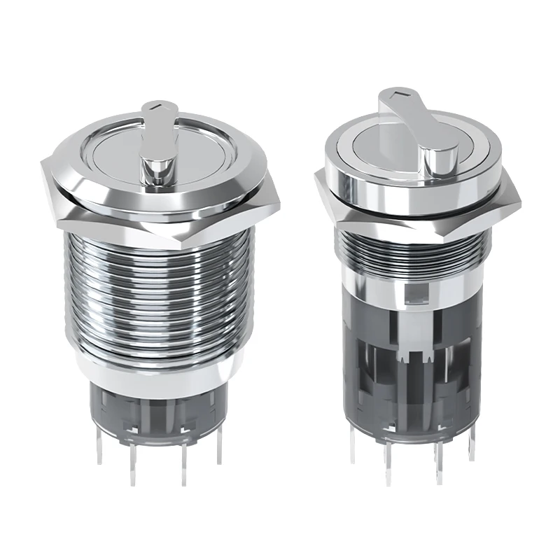 Metal Knob Switch With Light Conversion Button Two-Gear Three-Gear One On-Off Self-Resetting 16/19/22Mm