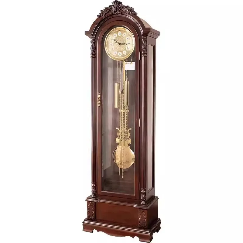

Living room high-end light luxury floor clock American retro solid wood German Helmler vertical seat clock