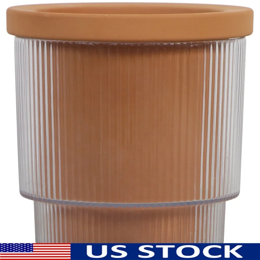 

8in Self Watering Planter Terracotta Indoor Outdoor Planter Hydroponic Cylinder Pot Two-Piece Design