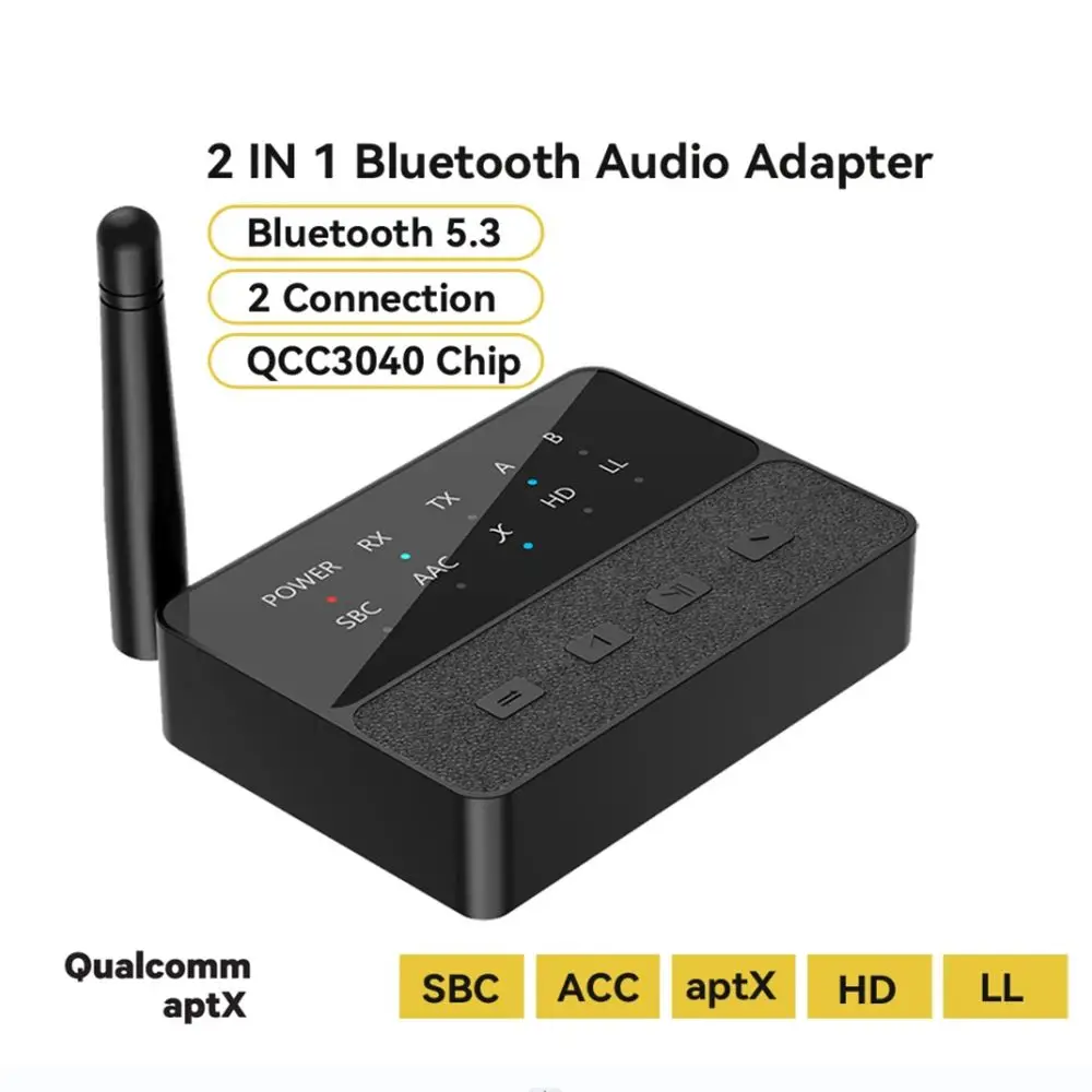 ทีวี 2 หูฟังไร้สายบลูทูธ 5.3 เครื่องส่งสัญญาณ AptX Latency ต่ําอินพุต USB-C อะแดปเตอร์เสียงไร้สาย AUX RCA