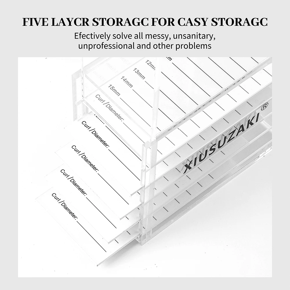 XIUSUZAKI False Eyelashes Storage Box 5 Layers Acrylic Pallet Lash Holder Display Stand Eyelash Extensions Makeup Tools Supplier