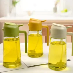 2in1 Oil Sprayer Glass Bottle for Cooking Anti-leakage Olive Oil Storage Bottle for BBQ Air Fryer Salad Steak Kitchen Supplies