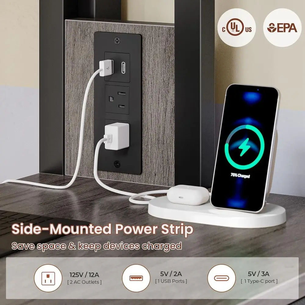 سرير علوي بحجم مزدوج مع مكتب، 11 درج تخزين، علوي معدني للأطفال مع أضواء RGB، محطة شحن، أرفف ورف ملابس، 13