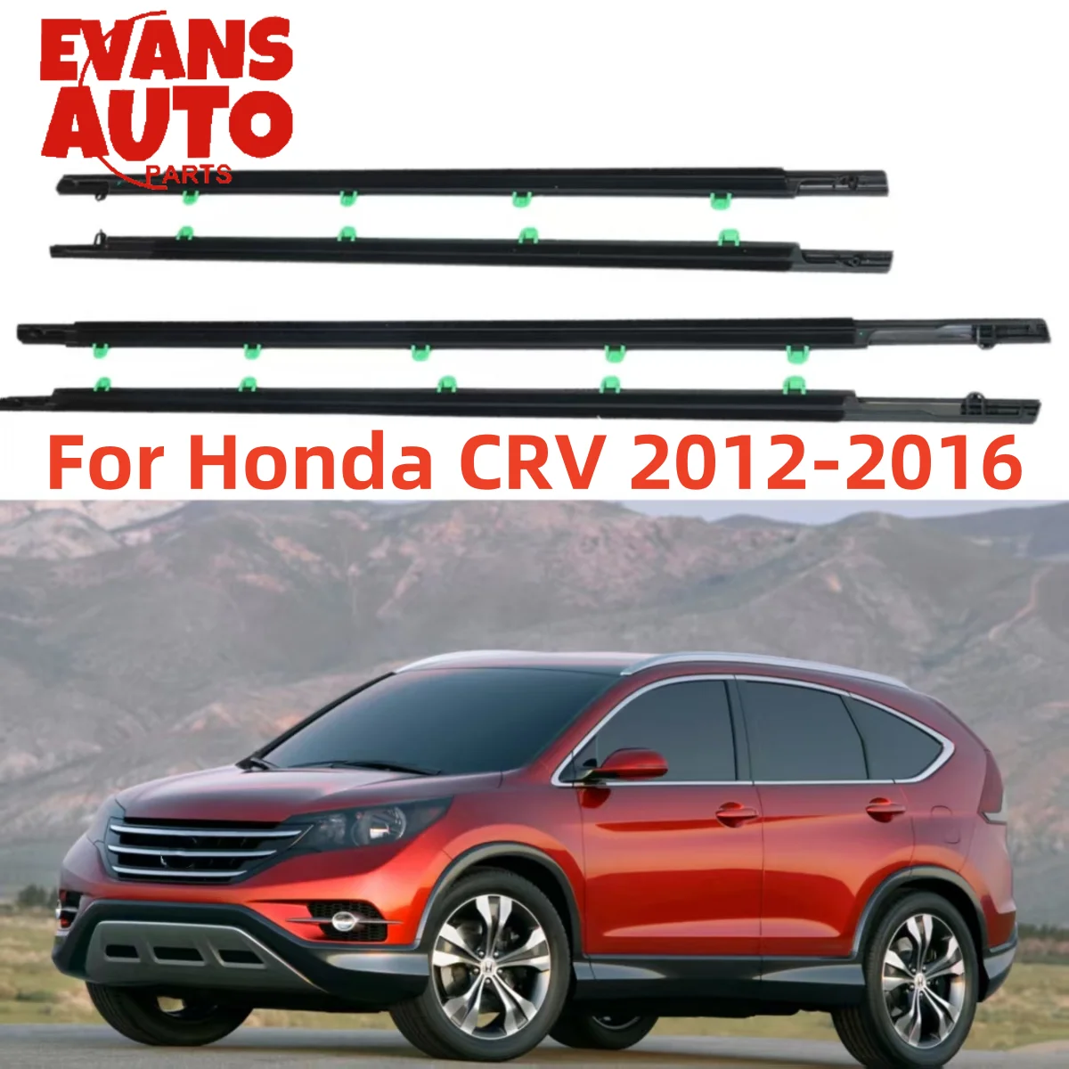 4Pcs Exterior Outer Door Glass Window Weatherstrip Rubber Seal Moulding Trim  For Honda CRV 2012‑2016 Car Weather Stripping