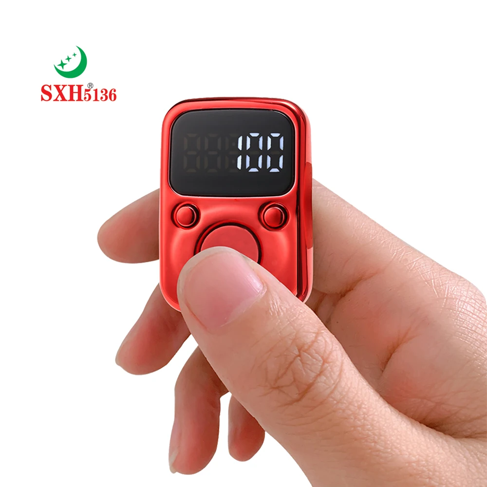 SXH5136 New Model 3203 Electric Finger Tally Counter With LED Screen Battery Replaceable Glow in Dark Digital Tasbih Zikr Ring