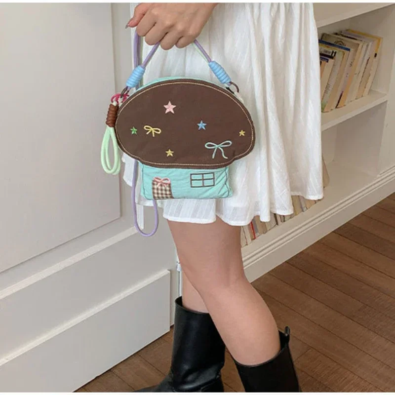 Niedliche Cartoon-Tier-Stickerei Umhängetasche, Bunte Mini-Geldbörse, Leichte Nylon-Kinder-Handytasche, Damen-Schultertasche – Detail 28
