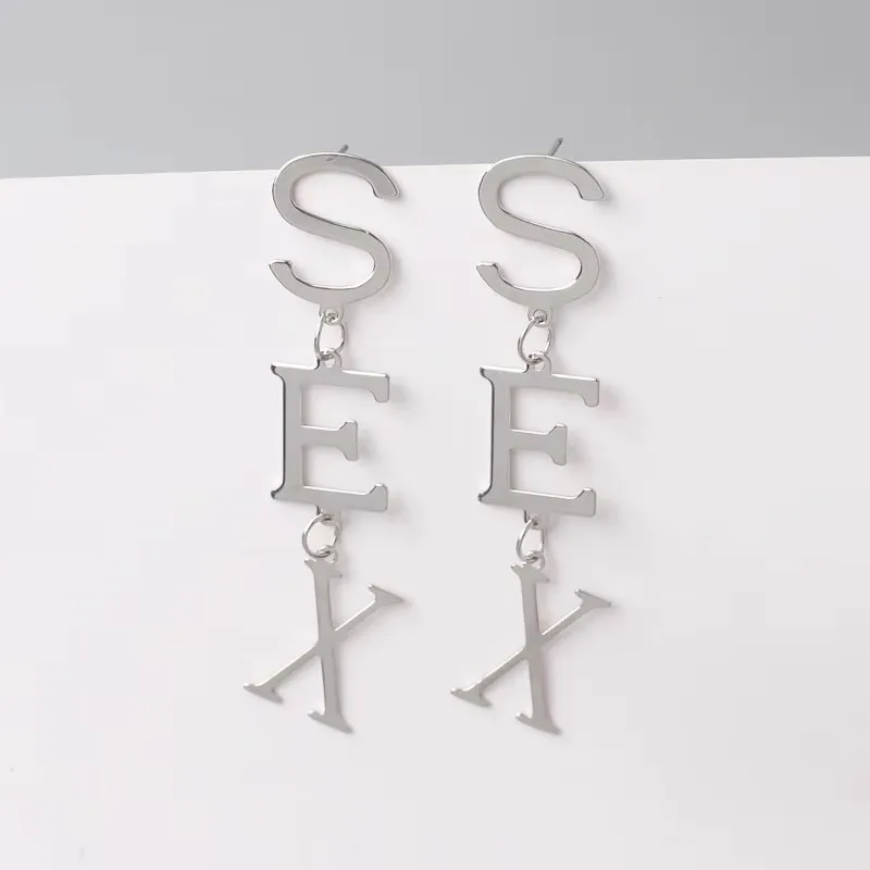 New Fashion SEX Hanging Earrings for Women Metal Dangle Earrings Red Color Letter Drop Earrings Party Gift pendientes mujer